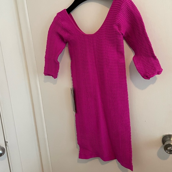 New Bebe Guzel Floral Collection Bodycon Fuchsia Dress M - Picture 2 of 6